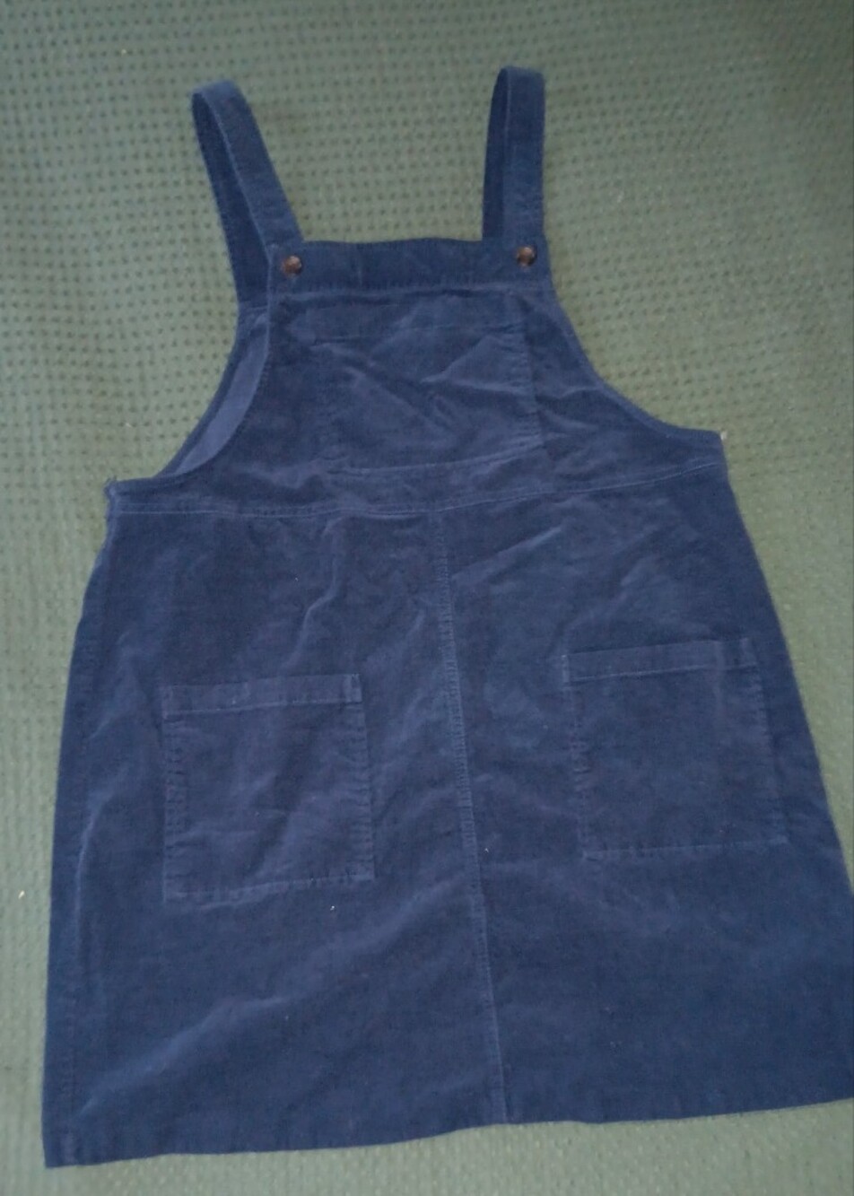 Navy Blue Corduroy Pocket Pinafore Dress